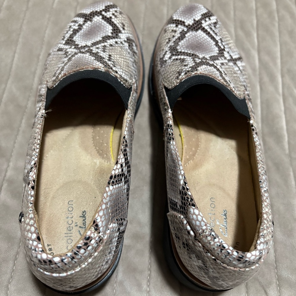 Clarks Women's Snakeskin Pattern Loafers - Picture 2 of 9